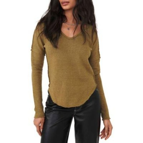 FREE PEOPLE Come and Get It Long Sleeve Top in Moss - Small - Picture 1 of 4